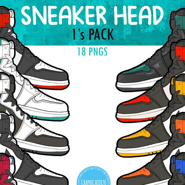 Sneaker Head PNG Bundle | T-Shirt Design Clipart | Sneaker Decals | Sneaker Clipart | Illustration Png Clip Art Bundle | 1