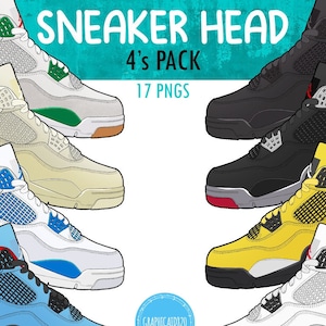 PNG-bundel met sneakerkop | Clipart T-shirtontwerp | Sneakerstickers | Sneaker-clipart | Bundel illustratie png-clipart | 4