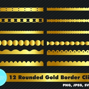 12 Gold Lace Border Clip Art | Elegant Lace Decorative Elements | Seamless Digital Vector Clipart | Cute Border Png Svg JPEG Pdf Bundle  v4