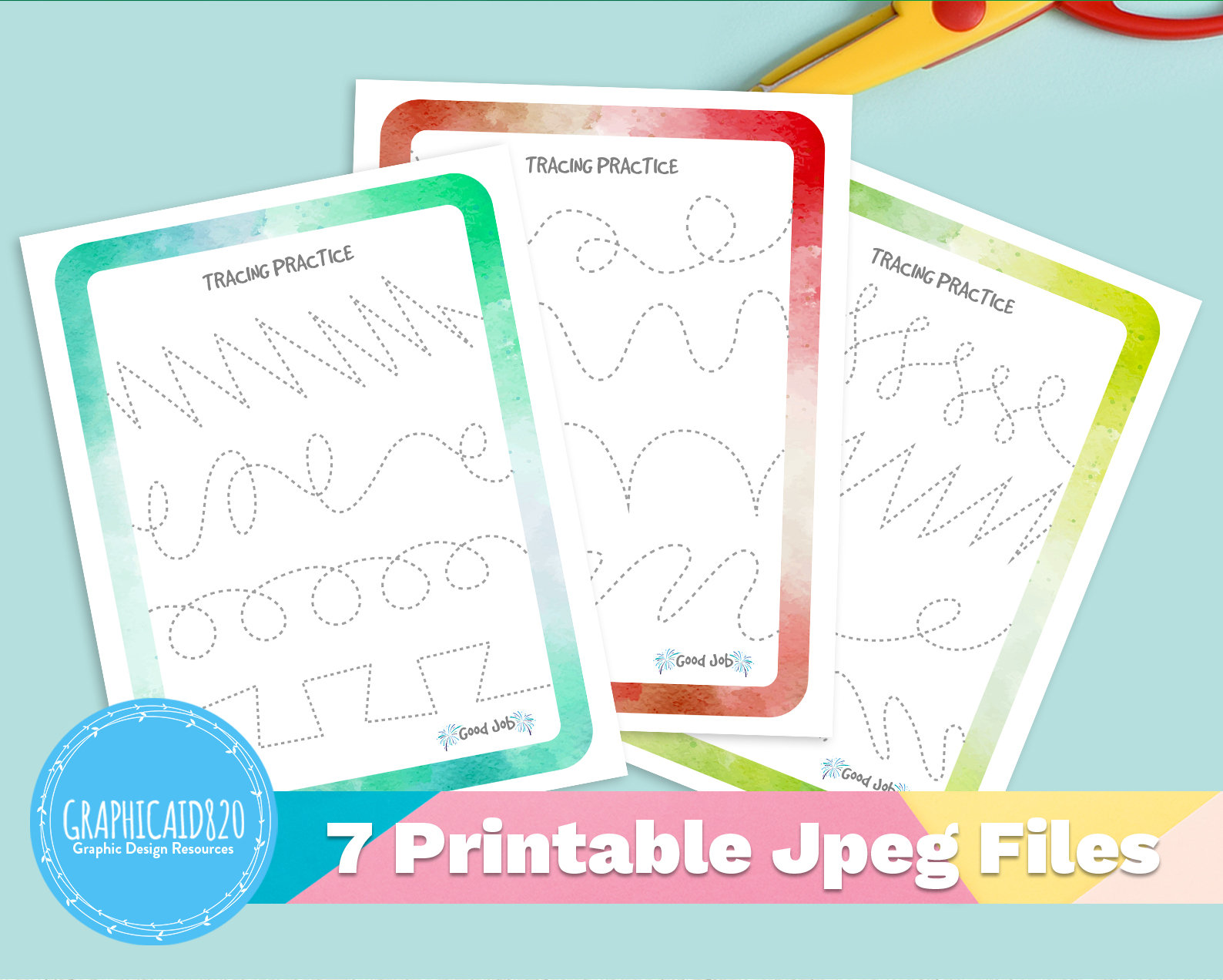 7 Printable Line Tracing Worksheets Simple Preschool Display Cards Kids Learning Printables ...