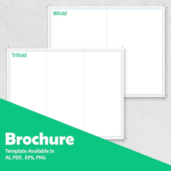 8.5 x 11 Trifold and Bifold brochure print guide template w/ guides for print safety and bleed | Graphic Design Templates | Design Templates