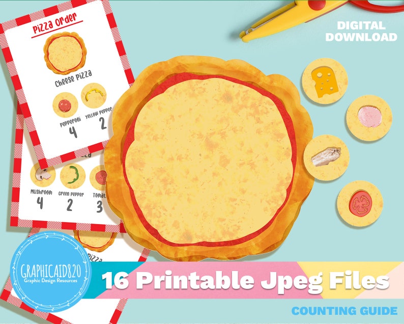 Printable Number Pizza Color Cards 16 Simple Preschool - Etsy