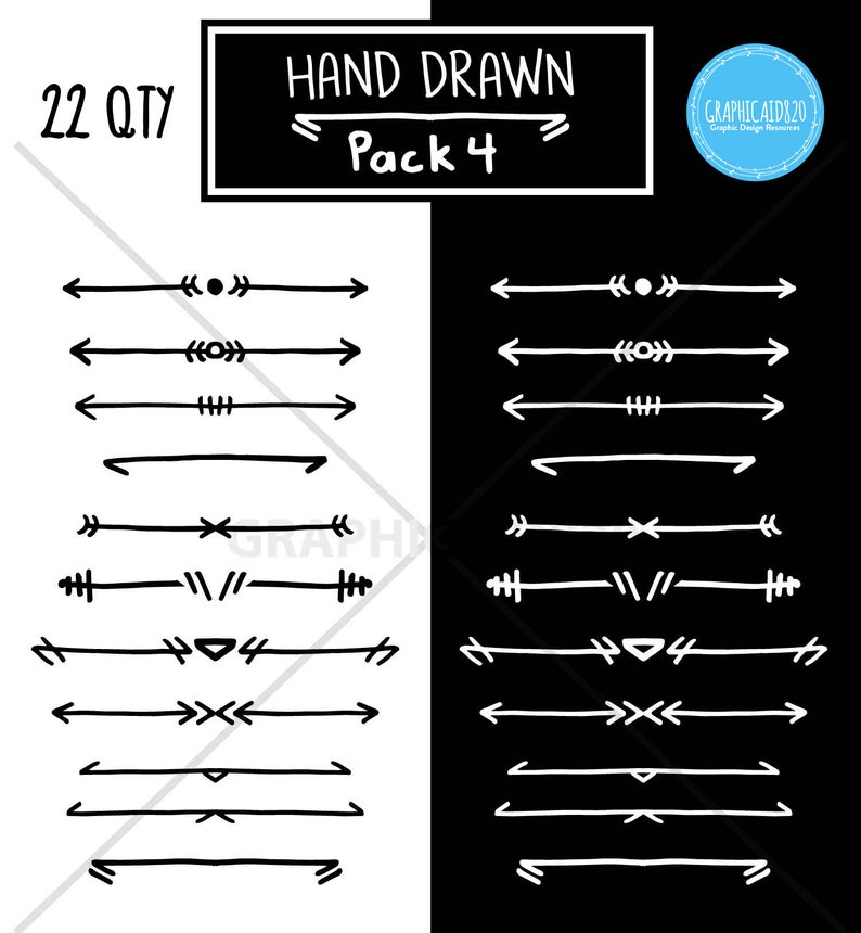 22 Hand Drawn Elegant Arrow Text Divider Clip Art Digital Decorative Clip Art Border Page Separator Vector Clipart Instant Download