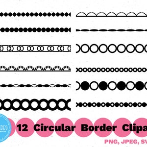 12 Circular Border Text Divider Clip Art | Elegant Lace Header Embellishment | Seamless Digital Vector Clipart | Png Svg JPEG Pdf Bundle Set