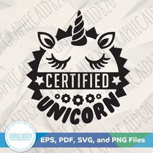Certified Unicorn SVG | Magical Unicorn Svg | Unicorn Face Clipart | Unicorn Head Cut Files | Eps Svg Pdf Png Cricut Silhouette File
