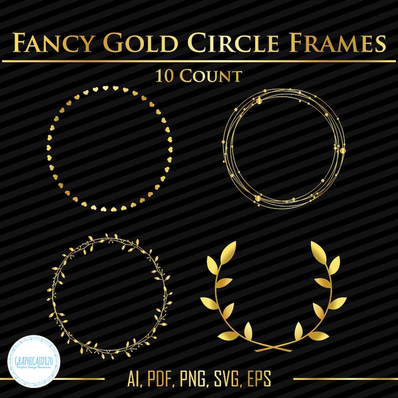 10 Fancy Metallic Gold Frames Clip Art Elegant Header - Etsy
