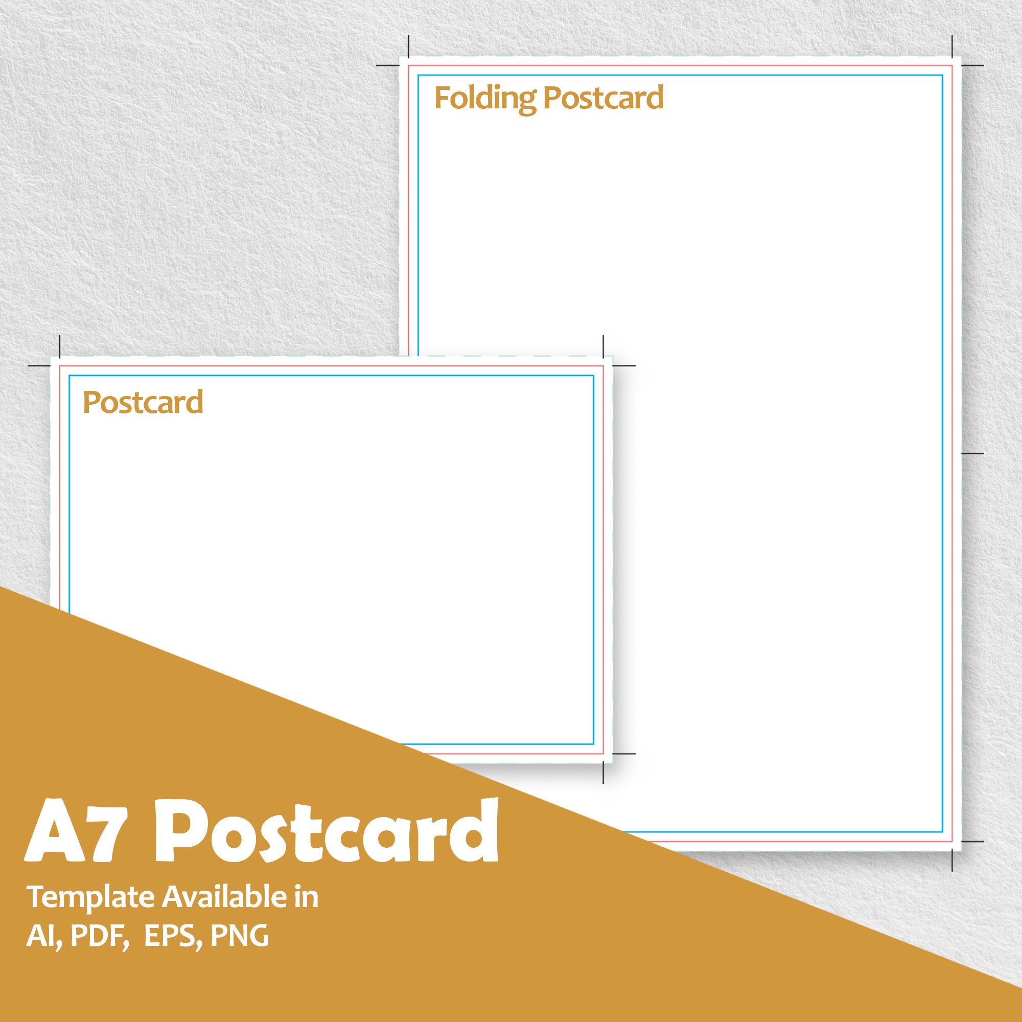 22x22 A22 and A22 Bifold postcard print guide template w/ guides for text print  safety, and bleed. Intended For 5 X 7 Postcard Template