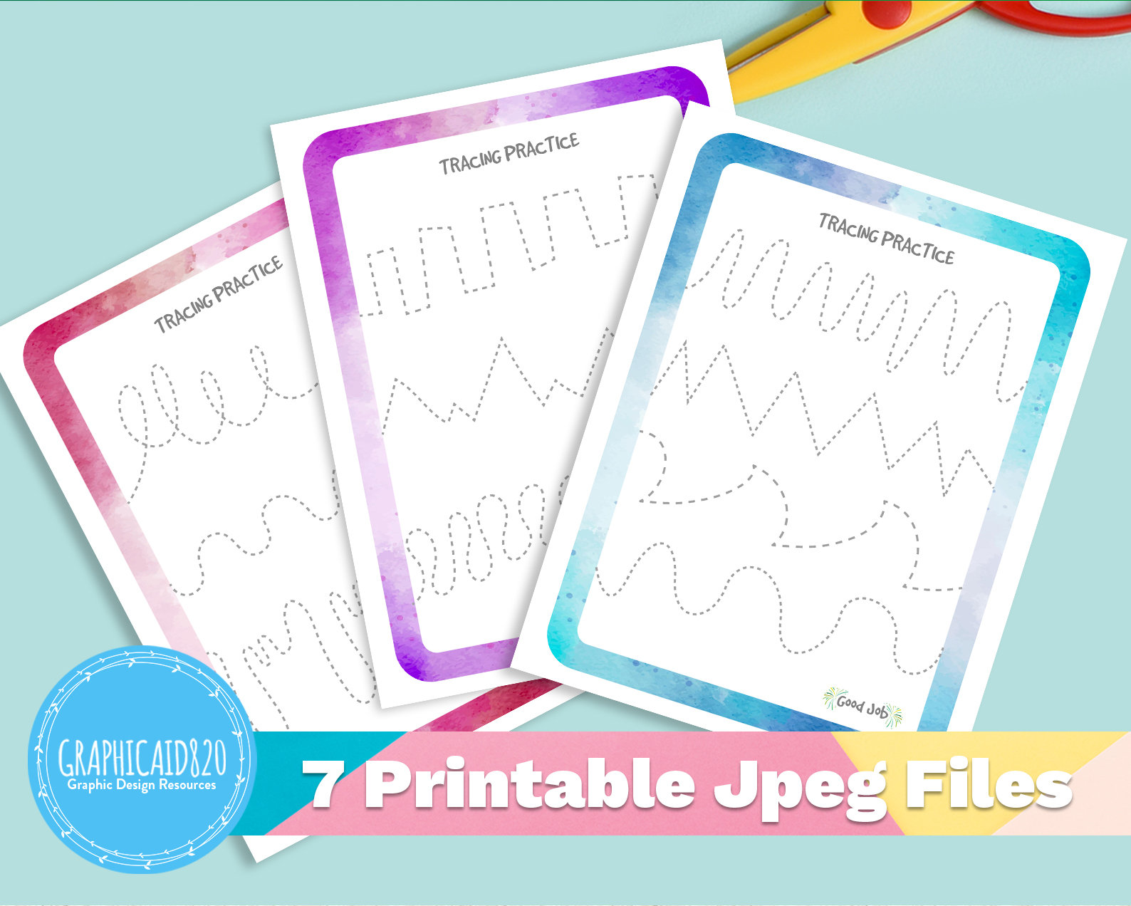 7 Printable Line Tracing Worksheets Simple Preschool Display Cards Kids Learning Printables ...