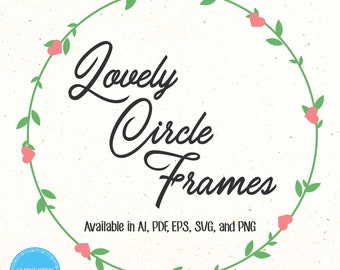 44 Lovely Circle Leaf and Hearts Digital Art Deco Frame | Page Border Clip Art Frame | Digital Vector Clipart | Png, Svg, Eps, Pdf, Ai Files