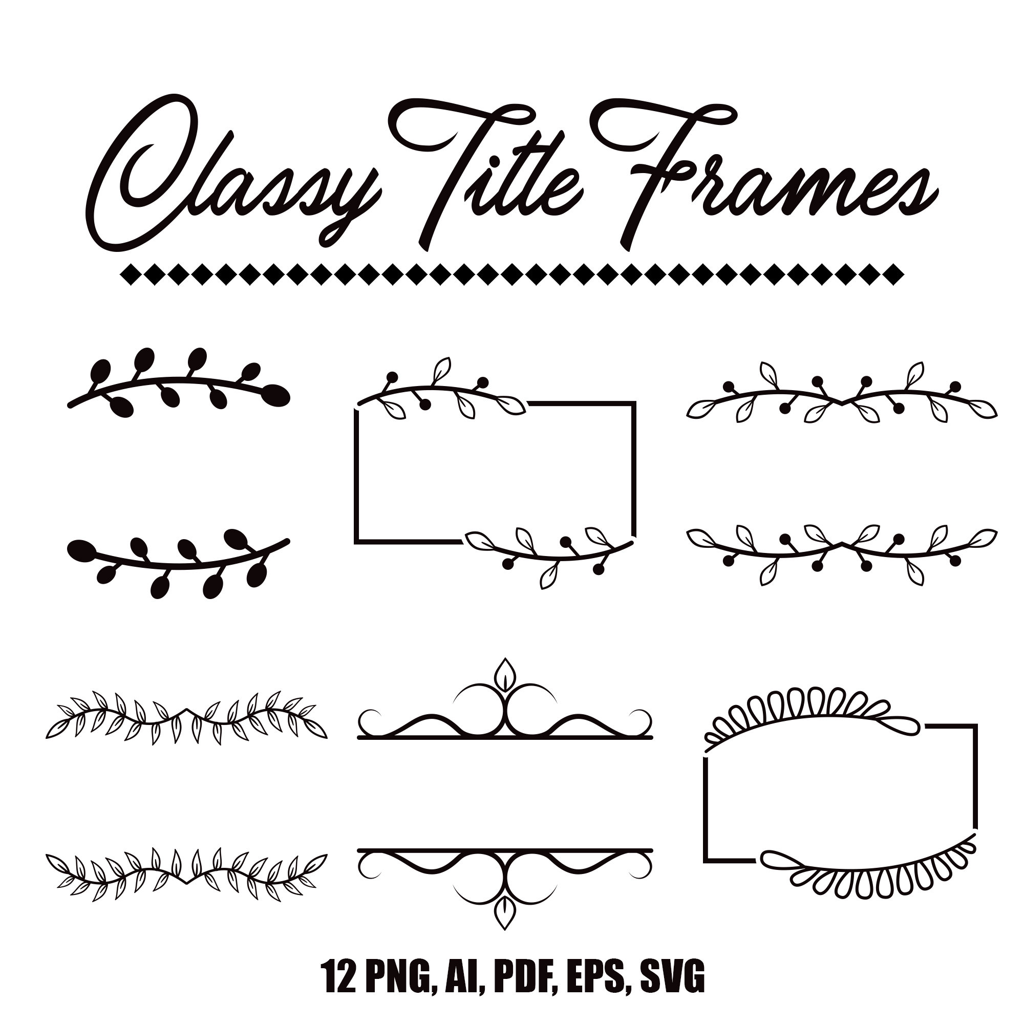 24 Black and White Classy Title Frames Simple Header Etsy