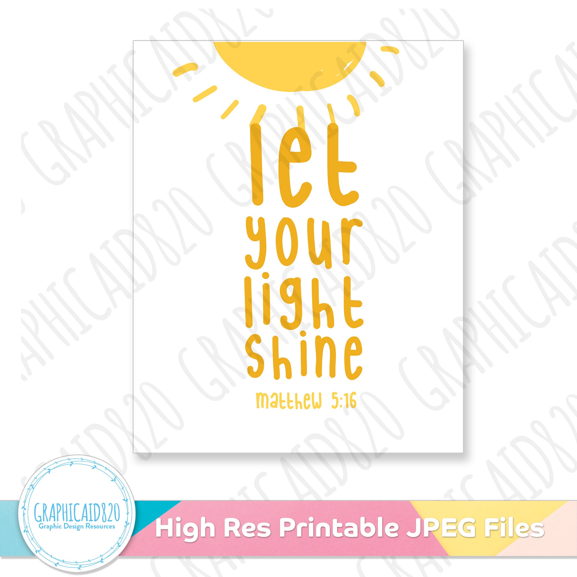 Let Your Light Shine Printable Wall Art Printable Bible - Etsy UK