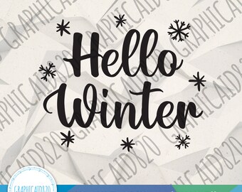 Hello Winter SVG | Winter Quote SVG Design | Snowflakes Vector File | Winter Christmas Cut Files | Eps Svg Pdf Png Cricut Silhouette File