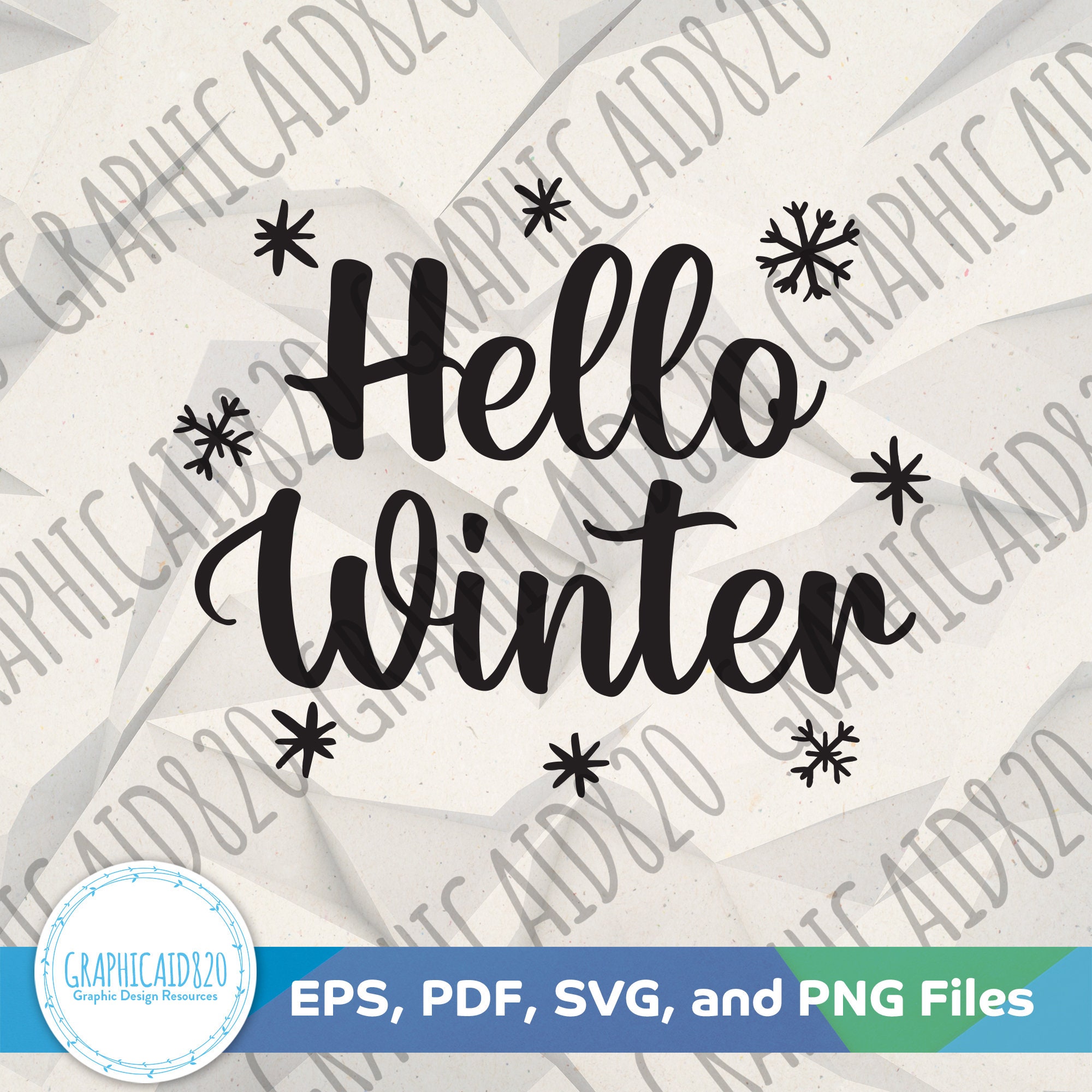Hello Winter SVG Winter Quote SVG Design Snowflakes Vector - Etsy