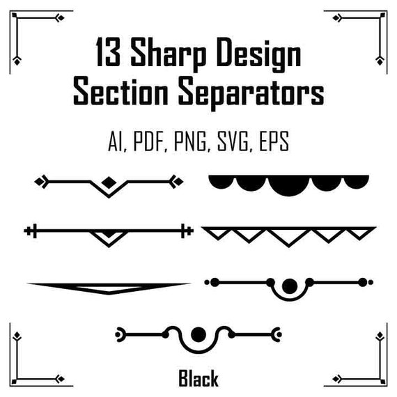 Download 26 Sharp Design Text Divider Clip Art Elegant Header Etsy
