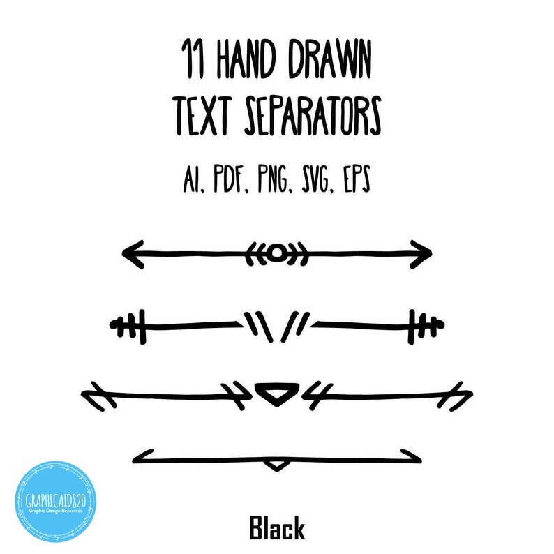 22 Hand Drawn Elegant Arrow Text Divider Clip Art Digital Decorative Clip Art Border Page Separator Vector Clipart Instant Download