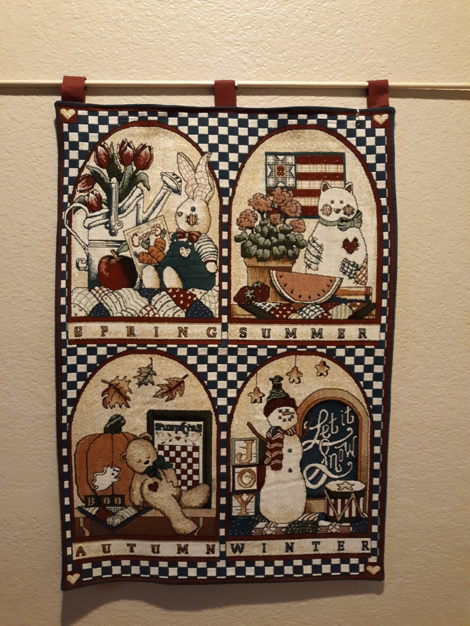 Country Four Seasons Tapestry Wall Quilt Etsy