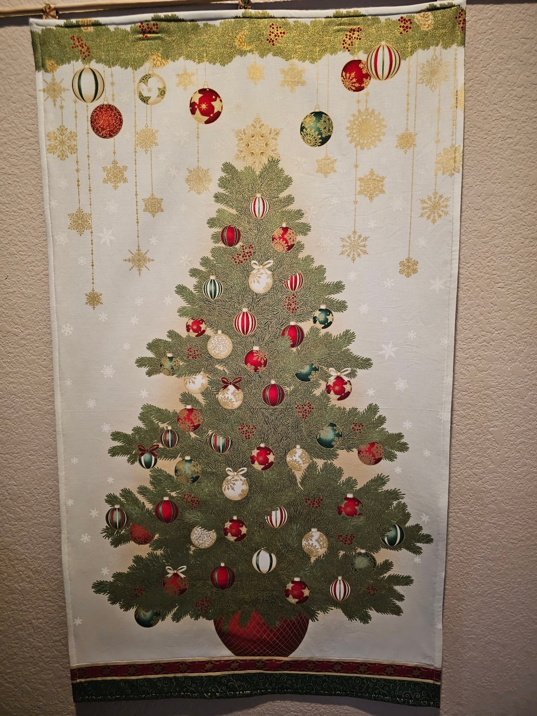 Golden Christmas Tree Wall Quilt Etsy