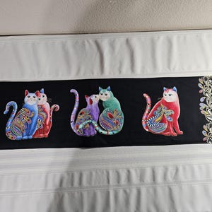 Purr-fect Kitties Table Runner - 2 versions Black