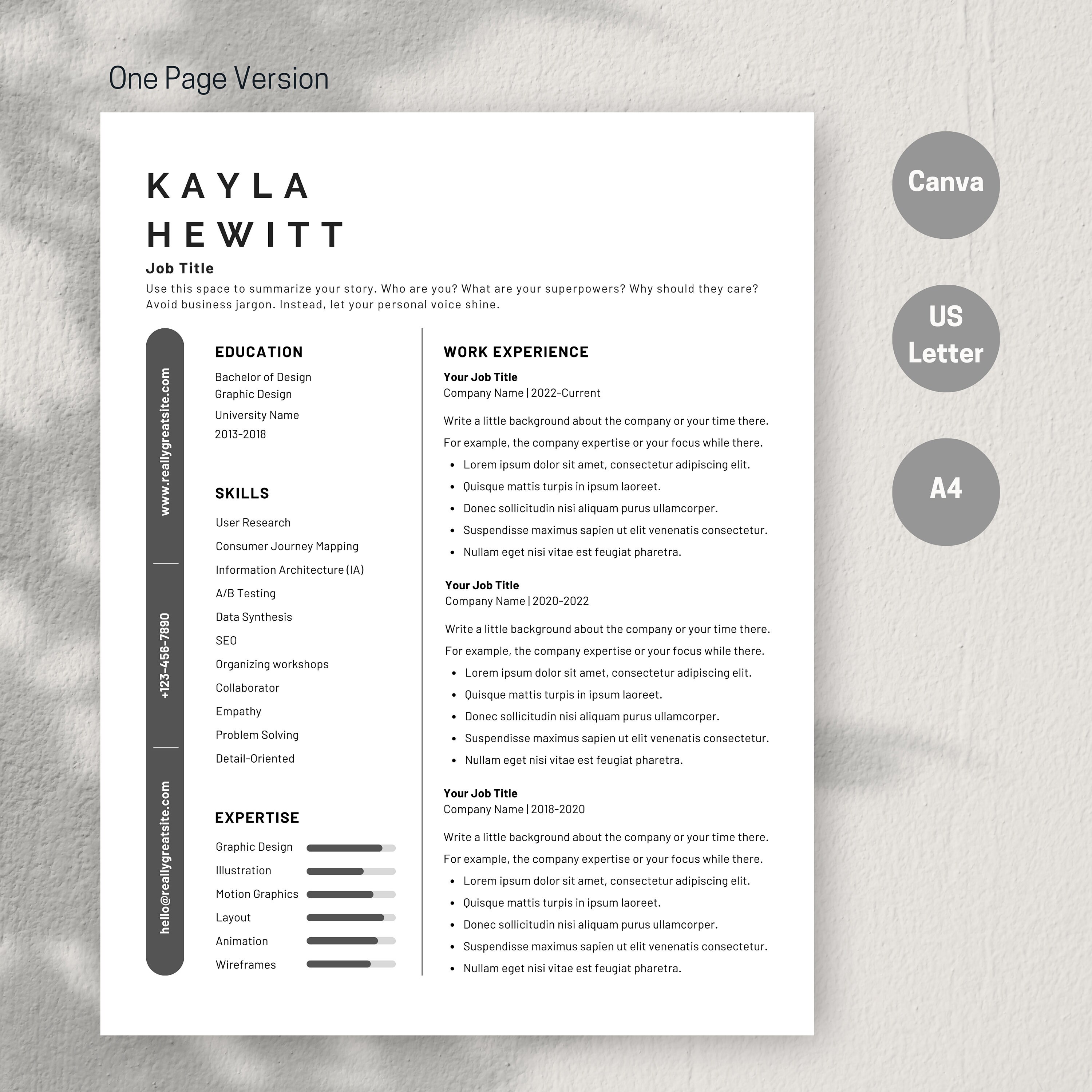 Modern Canva Resume Template Resume and Cover Letter Template 2 Page CV ...