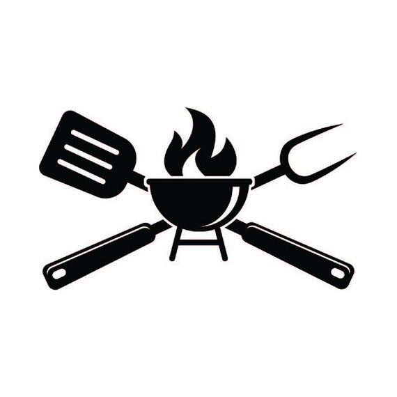 BBQ Grill crossed fork and spatula .eps svg & a .png Vinyl Etsy