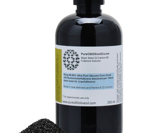 Organic C60 Black Seed Oil 250ml - 99.95% Ultra Pure VOD C60 200mg