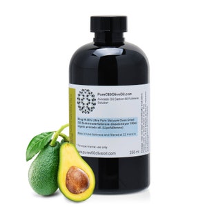 Organic C60 Avocado Oil 250ml - 99.95% Ultra Pure VOD C60 200mg
