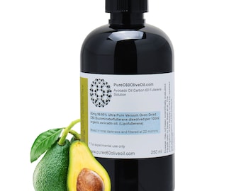 Organic C60 Avocado Oil 250ml - 99.95% Ultra Pure VOD C60 200mg