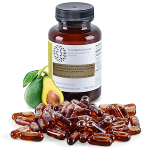 Organic C60 Avocado Oil Capsules / Pills 100ml - 99.99% C60 Solvent-Free