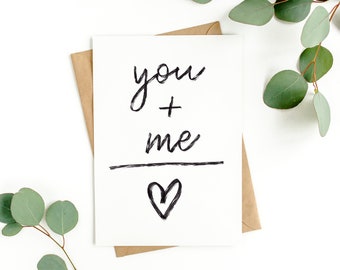 CARD: "You and Me" watercolor-painted hand-lettered all occasion card
