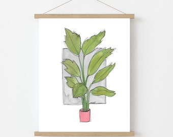 PRINT: Pot plant, aquarel art print