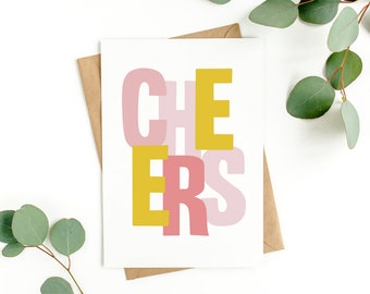 CARD: "CHEERS" hand lettered card