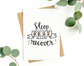 CARD: "Sleep, Rest, and Recover" watercolor-painted hand-lettered all occasion card