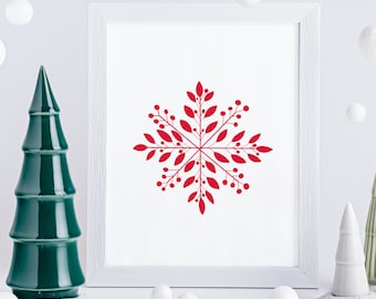 PRINT: Rode sneeuwvlok, Art Print