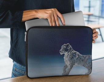 Camouflage navy snow leopard Laptop Sleeve, 15inch and 13inch laptop cover perfect for macbooks! A unique navy painted snow leopard design