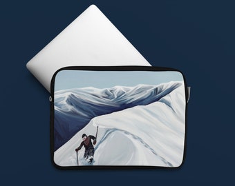 Skiing on a mountain extreme sports Laptop Sleeve, Winter extreme skiing laptop case for 15" and 13" laptops.