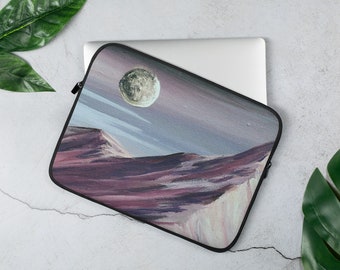 Purple mountain Laptop Sleeve Painting print MacBook Pro 13 15 16 2021 Deep red Mountain print gifts student gifts work from home gifts