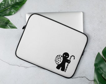 Angry Gingerbread man minimalist Laptop Sleeve black and white, 13 and 15 inch macbook case with cute gingerbread man