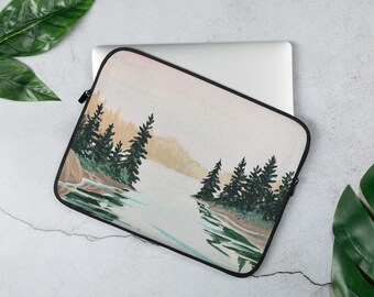 Pink northern landscape Painting Laptop Sleeve art case