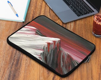 Burgundy mountain Laptop Sleeve Painting print MacBook Pro 13 15 16 2021 Deep red Mountain Print gifts