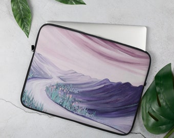 Lavender Hills Laptop Sleeve abstract landscape art cover