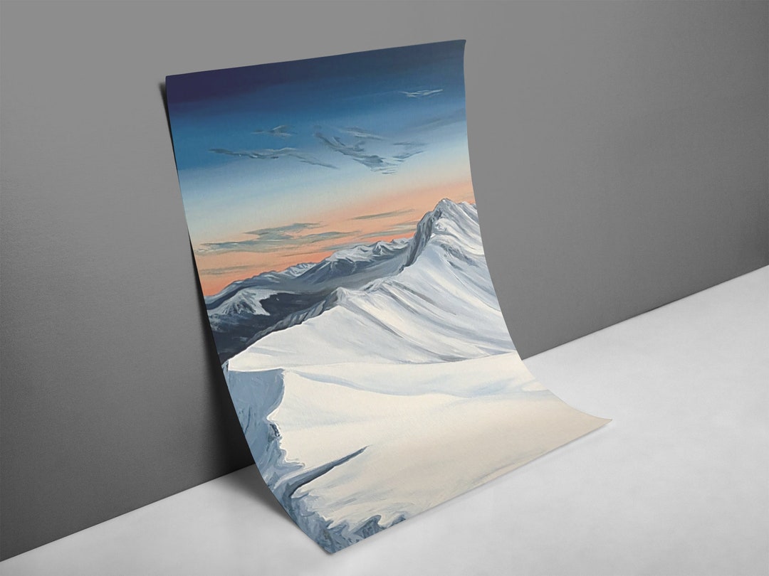 French Alps at Sunset Painting Photo Paper Poster Print, Glossy ...