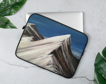 Blue Snowy Mountain Peaks Laptop Sleeve, nature mountain laptop sleeves, padded durable soft high quality 13 and 15inch macbook sleeve