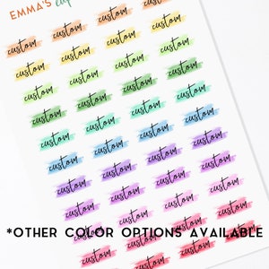 Custom Watercolor Swatch Planner Sticker on PREMIUM MATTE / 44 Planner Stickers / Calligraphy / Cursive / Erin Condren / Happy Planner