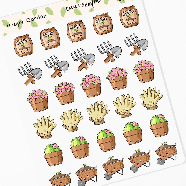 Happy Garden Planner Stickers / Gardening Deco Sticker / Plant Etsy