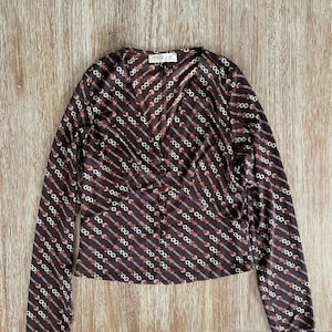 Vintage 90s Maje Paris Women&#39;s Equestrian Print Blouse