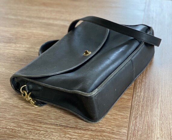 Vintage 1980s Coach Black Leather Briefcase | Mes… - image 4