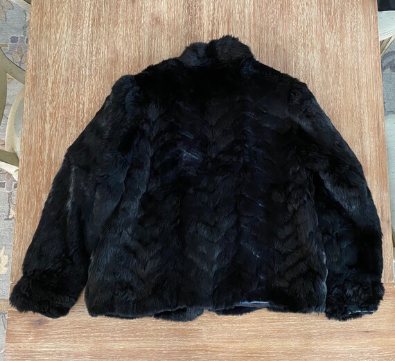 Vintage Women’s Black Rabbit Fur Coat Jacket - image 3