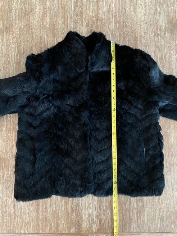 Vintage Women’s Black Rabbit Fur Coat Jacket - image 7