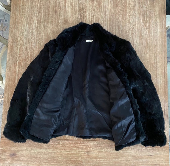 Vintage Women’s Black Rabbit Fur Coat Jacket - image 4