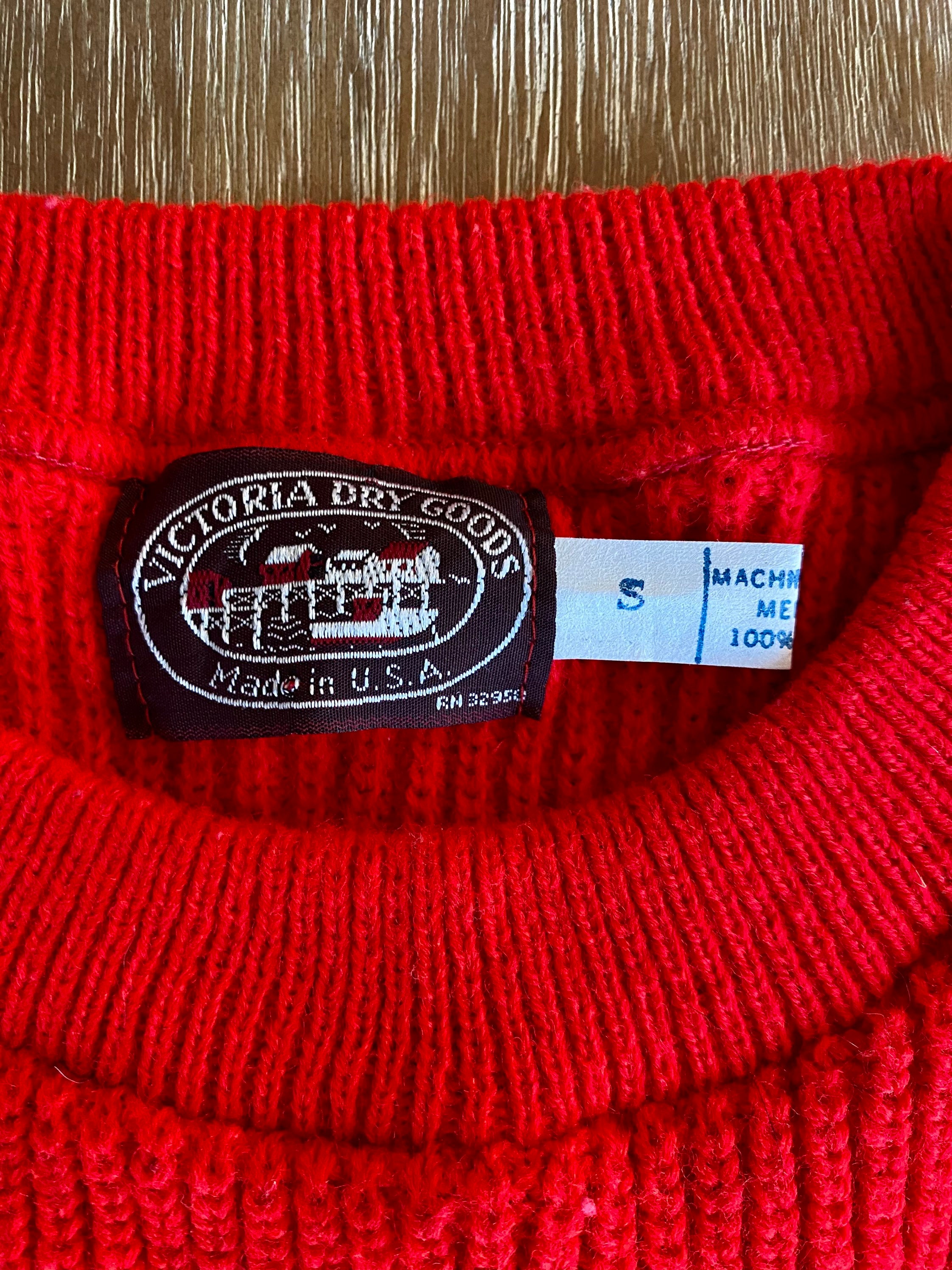 Victoria Dry Goods Vintage Women's Men's Red Ribbed Crewneck